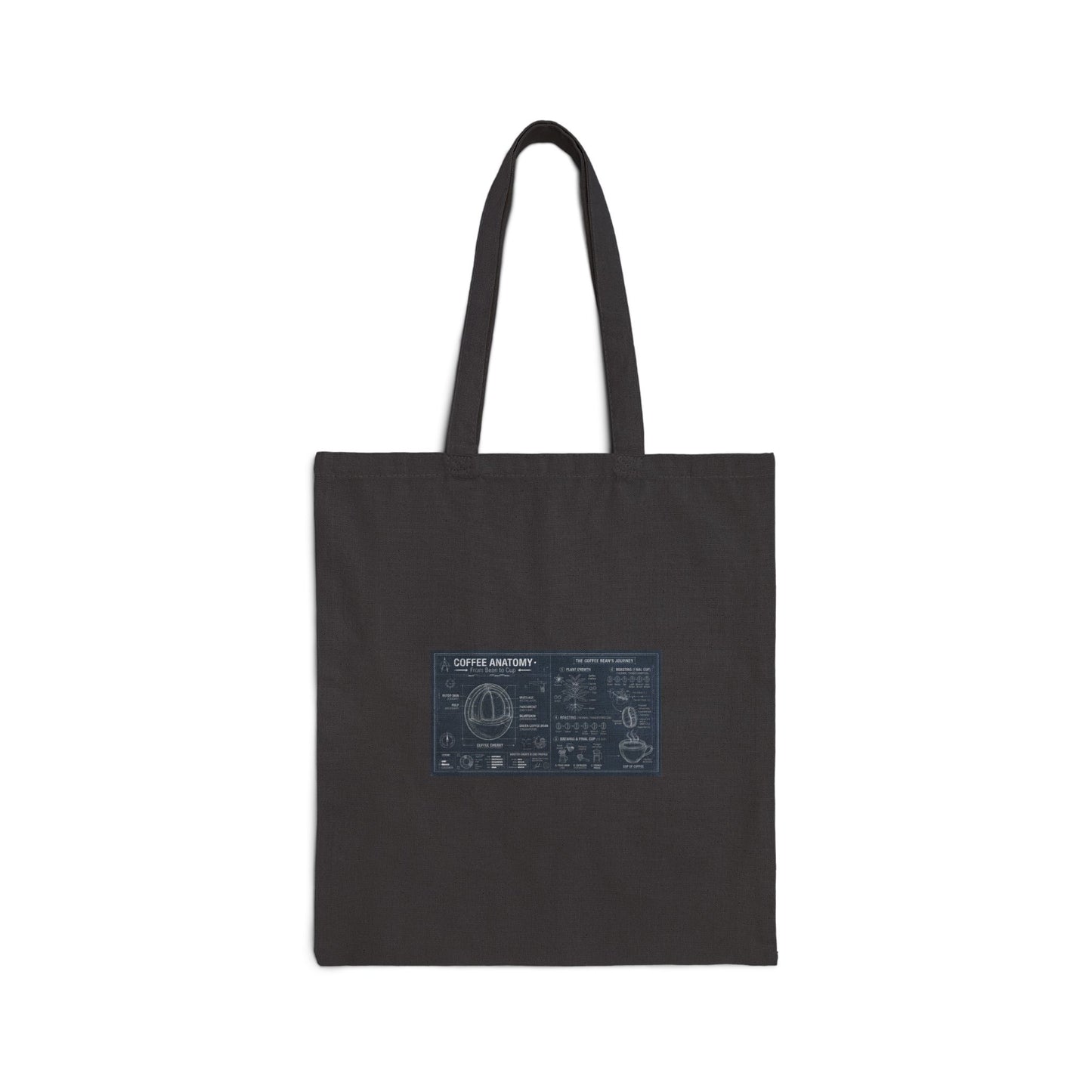 Coffee Anatomy Tote Bag - Vintage Blueprint Graphic Cotton Shopper