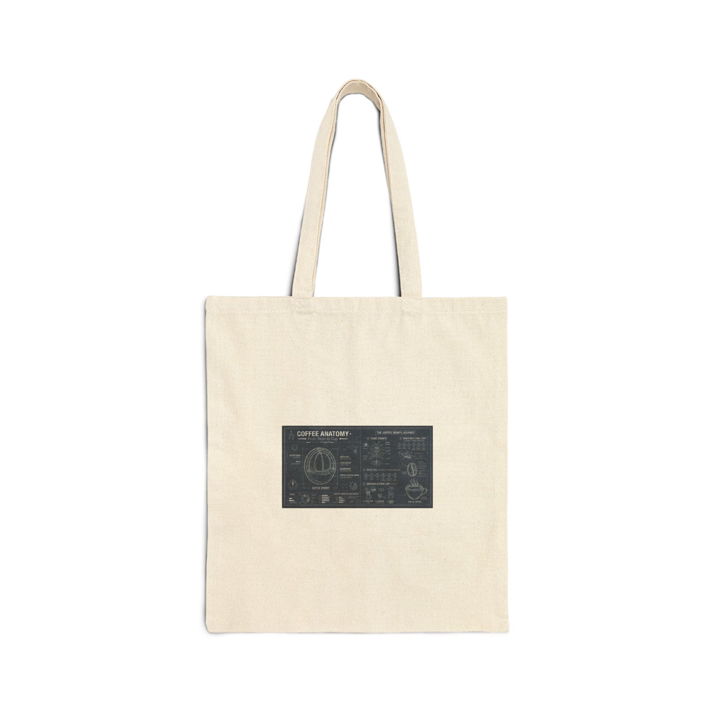 Coffee Anatomy Tote Bag - Vintage Blueprint Graphic Cotton Shopper